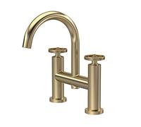 Hudson Reed TIW853 Revolution Modern Bathroom Industrial Deck Mount Bath Filler Tap, 230mm, Brushed Brass