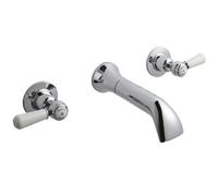 Hudson Reed Topaz Bc309Dl 3-Hole Wall-Mounted Bath Mixer Tap, Chrome & White