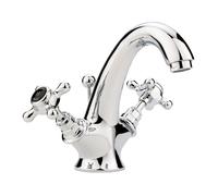 Hudson Reed Topaz Black Crosshead Mono Basin Mixer Hexagonal Collar with Waste