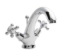 Hudson Reed Topaz Dome Mono Basin Mixer Tap Dual Handle with Pop-Up Waste Chrome