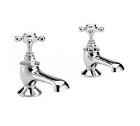 Hudson Reed Topaz Hexagonal Crosshead Basin Taps Pair - Chrome