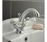 Hudson Reed Topaz White Lever Dome Collar Basin Mixer Tap - BC305DL