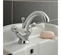 Hudson Reed Topaz White Lever Dome Collar Basin Mixer Tap - BC305DL