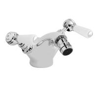 Old London Topaz White Lever Mono Bidet Mixer Tap with Hex Collar | Chrome | Brass | 173mm x 130mm x 130mm