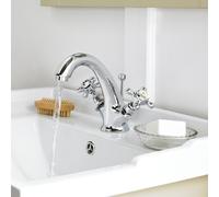Hudson Reed White Topaz With Crosshead Mono Basin Mixer - Chrome / White