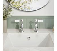 Hudson Reed Topaz White Lever Dome Collar Basin Taps - BC301DL