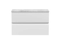 Hudson Reed Urban Wall Hung 2 Drawer Vanity Unit With Bellato Grey Worktop 800Mm - Satin White