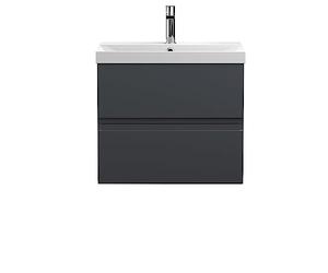 Hudson Reed URB1404D Urban Modern Bathroom Wall Hung 2 Drawer Bathroom Vanity Unit & Thin-Edge Ceramic Basin, 600mm, Soft Black
