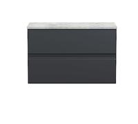 Hudson Reed Urban Wall Hung 2 Drawer Vanity & Laminate Worktop, 800Mm - Soft Black/Bellato Grey