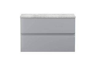 Hudson Reed URB206LBG Urban | Modern Bathroom Wall Hung Vanity Unit with 2 Soft Close Drawers Worktop, 800mm, Satin Grey