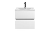 Hudson Reed Urban 510mm Satin White Wall Hung 2 Drawer Vanity Unit And Curved Basin With U-Shape Drawer, 530 X 510 X 440mm