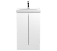 Hudson Reed Urban Floor Standing 2 Door Vanity Unit and Mid Edge Ceramic Basin | Satin White | MDF | 500mm