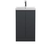 Hudson Reed Urban Floor Standing 2 Soft Close Door Vanity Unit With Thin-Edge Basin, Modern Vanity Unit In Soft Black, 800mm