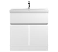 Hudson Reed Urban Floor Standing Vanity Unit and Thin Edge Ceramic Basin | Satin White | MDF | 800mm
