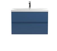 Hudson Reed Urban Satin Blue Wall Hung 2 Drawer Vanity Unit And Basin With Silent Close, 540 X 810 X 390