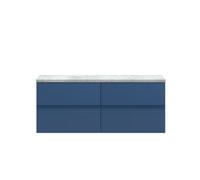 Hudson Reed Urban Satin Blue Wall Hung 4 Drawer Vanity Unit And Laminate Worktop With Silent Close, 522 X 1205 X 390