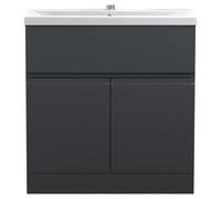 Hudson Reed Urban Floor Standing 2 Door Vanity & Mid-edge Ceramic Basin, 800Mm - Soft Black