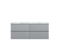 Hudson Reed Urban Satin Grey Wall Hung 4 Drawer Vanity Unit And Laminate Worktop With Silent Close, 522 X 1205 X 390