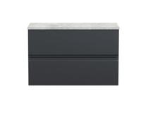 Hudson Reed Urban Soft Black Wall Hung 2 Drawer Vanity Unit And Laminate Worktop With Silent Close, 522 X 810 X 390