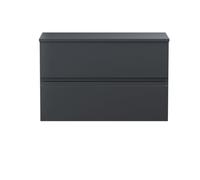 Hudson Reed Urban Soft Black Wall Hung 2 Drawer Vanity Unit And Worktop With Silent Close, 518 X 810 X 390