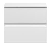 Hudson Reed Urban Wall Hung 2 Drawer Unit with White Worktop | Satin White | MDF | 600mm
