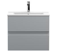 Hudson Reed Urban Wall Hung 2 Drawer Vanity Unit and Minimalist Ceramic Basin | Satin Grey | MDF | 600mm