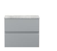 Hudson Reed Urban Wall Hung 2 Drawer Vanity Unit with Bellato Grey Worktop | Satin Grey | MDF | 600mm