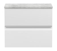 Hudson Reed Urban Wall Hung 2 Drawer Vanity Unit with Bellato Grey Worktop | Satin White | MDF | 600mm