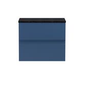 Hudson Reed Urban Wall Hung 2 Drawer Vanity Unit with Black Sparkle Worktop | Satin Blue | MDF | 600mm