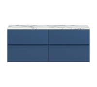 Hudson Reed Urban 1200Mm Wall Hung 4-drawer Unit & Laminate Worktop - Satin Blue