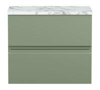 Hudson Reed Urban 600Mm Wall Hung 2-drawer Unit & Laminate Worktop - Satin Green