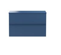 Hudson Reed Urban Wall Hung 2 Drawer Vanity Unit with Worktop | Satin Blue | MDF | 800mm