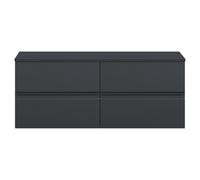 Hudson Reed Urban Wall Hung 2 Drawer Vanity Unit with Worktop | Satin Soft Black | MFC | 600mm