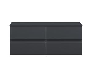 Hudson Reed Urban Wall Hung 2 Drawer Vanity Unit with Worktop | Satin Soft Black | MFC | 600mm