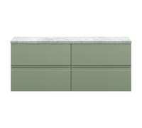 Hudson Reed Urban 1200Mm Wall Hung 4-drawer Unit & Laminate Worktop - Satin Green