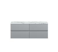 Hudson Reed Urban Wall Hung 4 Drawer Vanity Unit with Matt Carrera Marble Laminate Worktop | Satin Grey | MFC | 1200mm