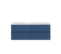 Hudson Reed Urban Wall Hung 4 Drawer Vanity Unit with Matt Carrera Marble Laminate Worktop | Satin Blue | MFC | 1200mm