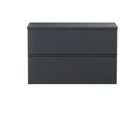 Hudson Reed URB1406W Urban Modern Bathroom Wall Hung 2 Drawer Bathroom Vanity Unit & Colour Match Worktop, 800mm, Soft Black