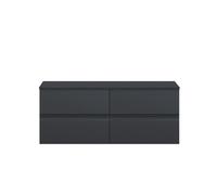 Hudson Reed URB1404W2 Urban Modern Bathroom Wall Hung 4 Drawer Bathroom Vanity Unit & Colour Match Worktop, 1200mm, Soft Black