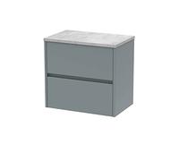 Hudson Reed Wall Hung 2 Drawer Countertop Unit & Laminate Worktop, 600mm, Matt Coastal Bellato Grey