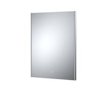 Hudson Reed Wall Hung Led Touch Sensor Mirror, Contemporary Rectangular Bathroom Mirror In Silver Finish, 800X600mm