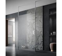 Hudson Reed Wetroom Shower Screen with Floor to Ceiling Support Poles | Chrome | Glass/Metal | 1400mm x 1950mm