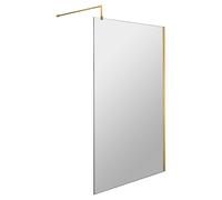 Hudson Reed 1100mm Wetroom Screen With Brass Support Bar - Brushed Brass