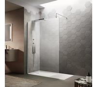 Hudson Reed Wetroom Shower Screen with Support Bar | Chrome | Glass/Metal | 700mm x 1950mm