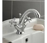 Hudson Reed Topaz White Crosshead Dome Collar Basin Mixer Tap - BC305D