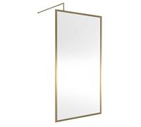 Hudson Reed Full Outer Frame Wetroom Shower Screen with Support Bar | Brushed Brass | Aluminium | 1100mm x 1950mm