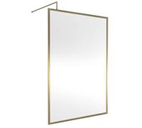 Hudson Reed WRFBB1914 Full Outer Frame Wetroom Screens Full Outer Frame 8mm Toughened Safety Glass Wetroom Screen, 1950mm x 1400mm, Brushed Brass