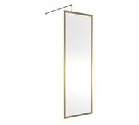 Hudson Reed WRFBB1970 Full Outer Frame Wetroom Screens Full Outer Frame 8mm Toughened Safety Glass Wetroom Screen, 1950mm x 700mm, Brushed Brass