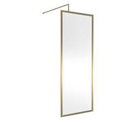 Hudson Reed Full Outer Frame Wetroom Shower Screen with Support Bar | Brushed Brass | Aluminium | 800mm x 1950mm