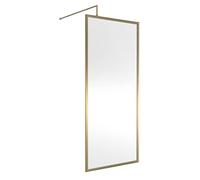 Hudson Reed WRFBB1990 Full Outer Frame Wetroom Screens Full Outer Frame 8mm Toughened Safety Glass Wetroom Screen, 1950mm x 900mm, Brushed Brass